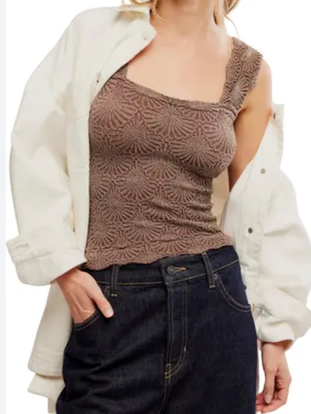 Free People Intimately Love Letter Floral Knit Camisole